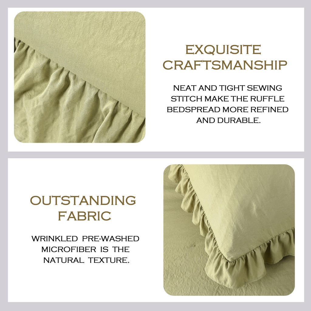 Ruffle Skirt Bedspread Three Layers Design Chic Style Bedding Set