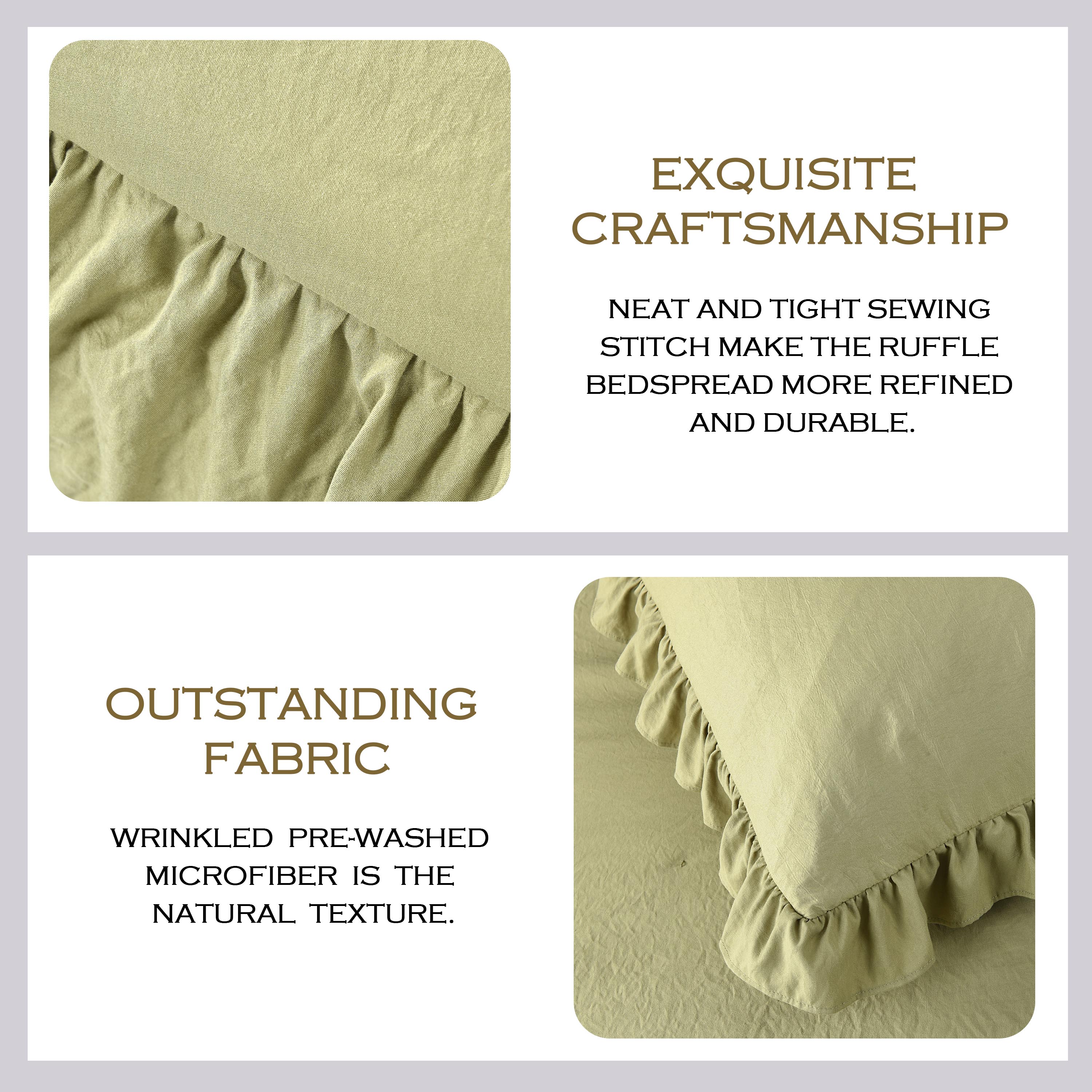 Ruffle Skirt Bedspread Three Layers Design Chic Style Bedding Set