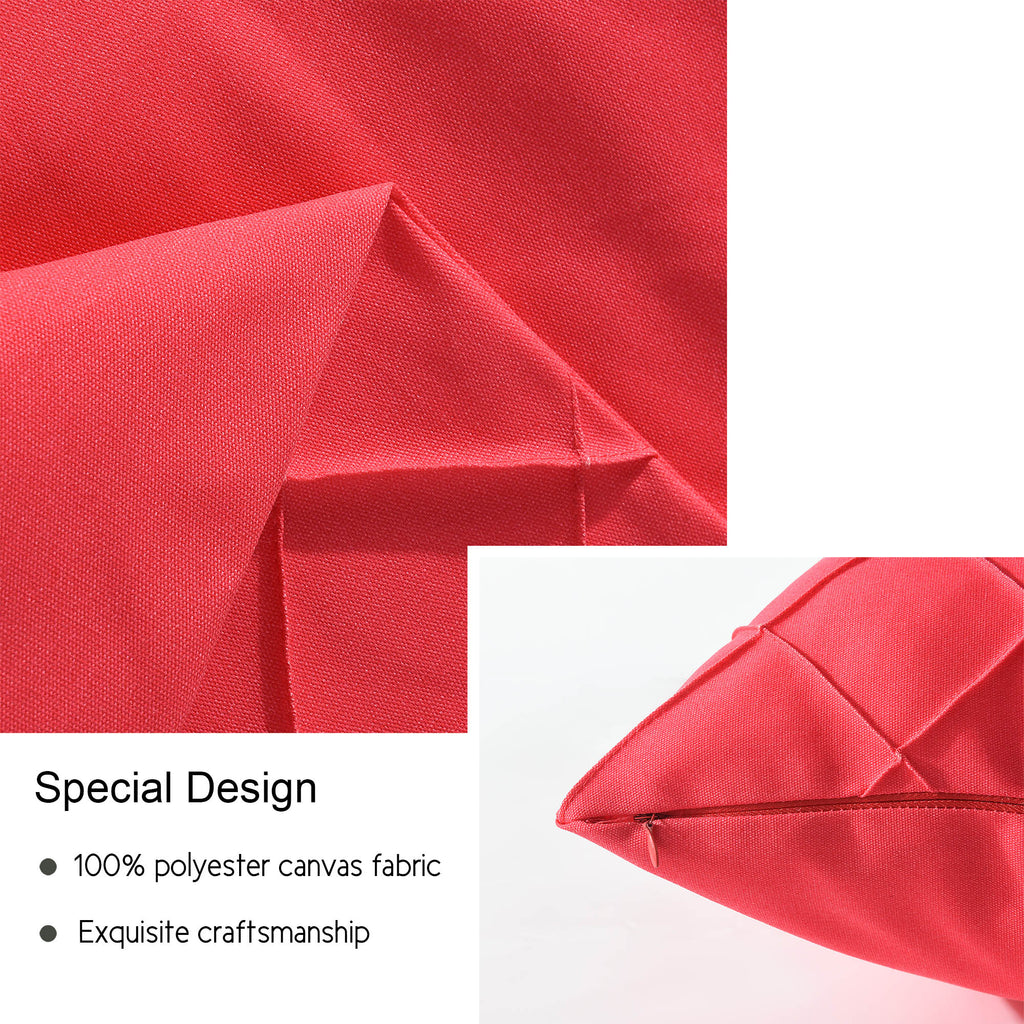 HIG Pack of 4 Waterproof Outdoor Pillow Covers with Hand Pleated - 20x20 inch