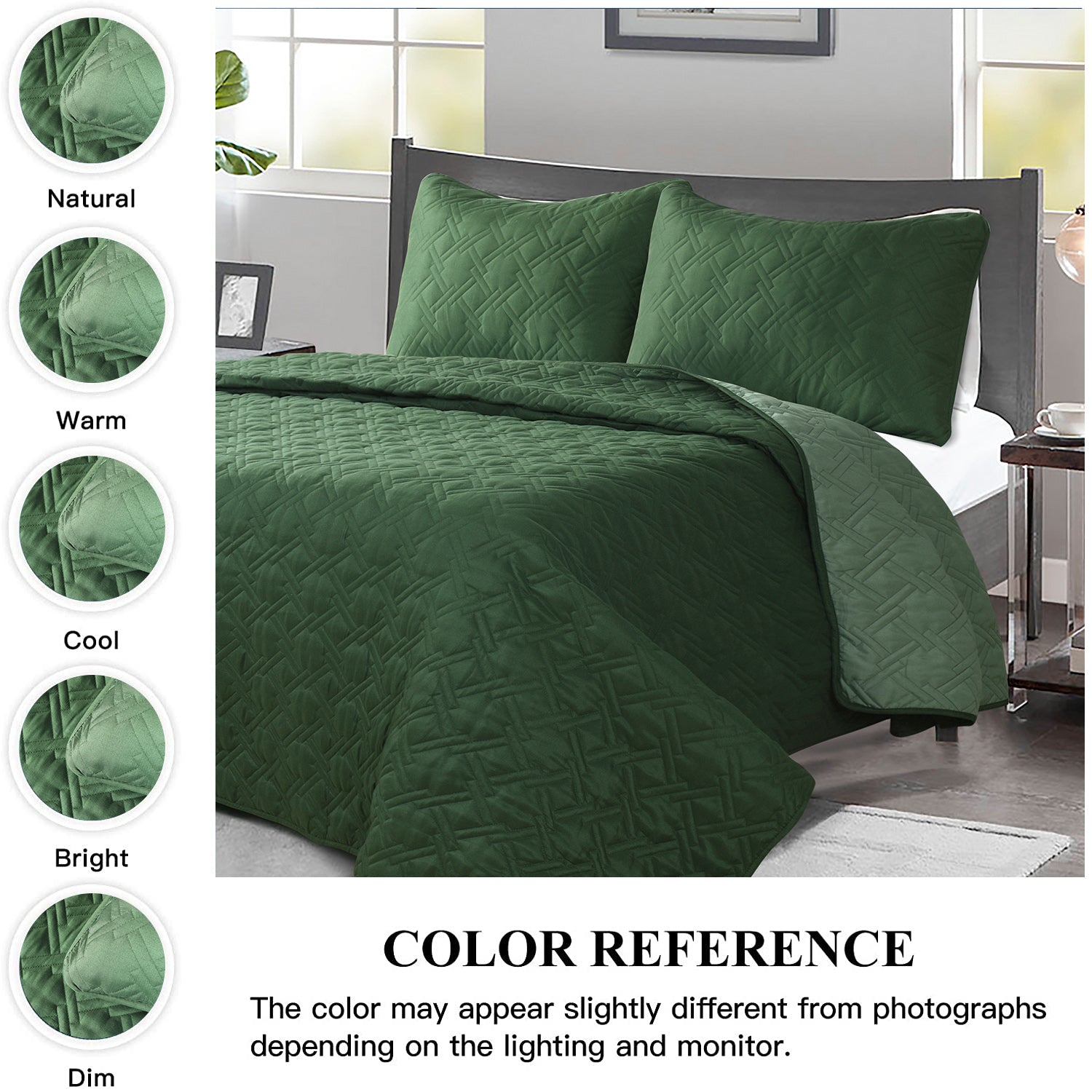 3 Piece Classic Diamond Pattern Reversible Oversized Bedspread Set-Karmen