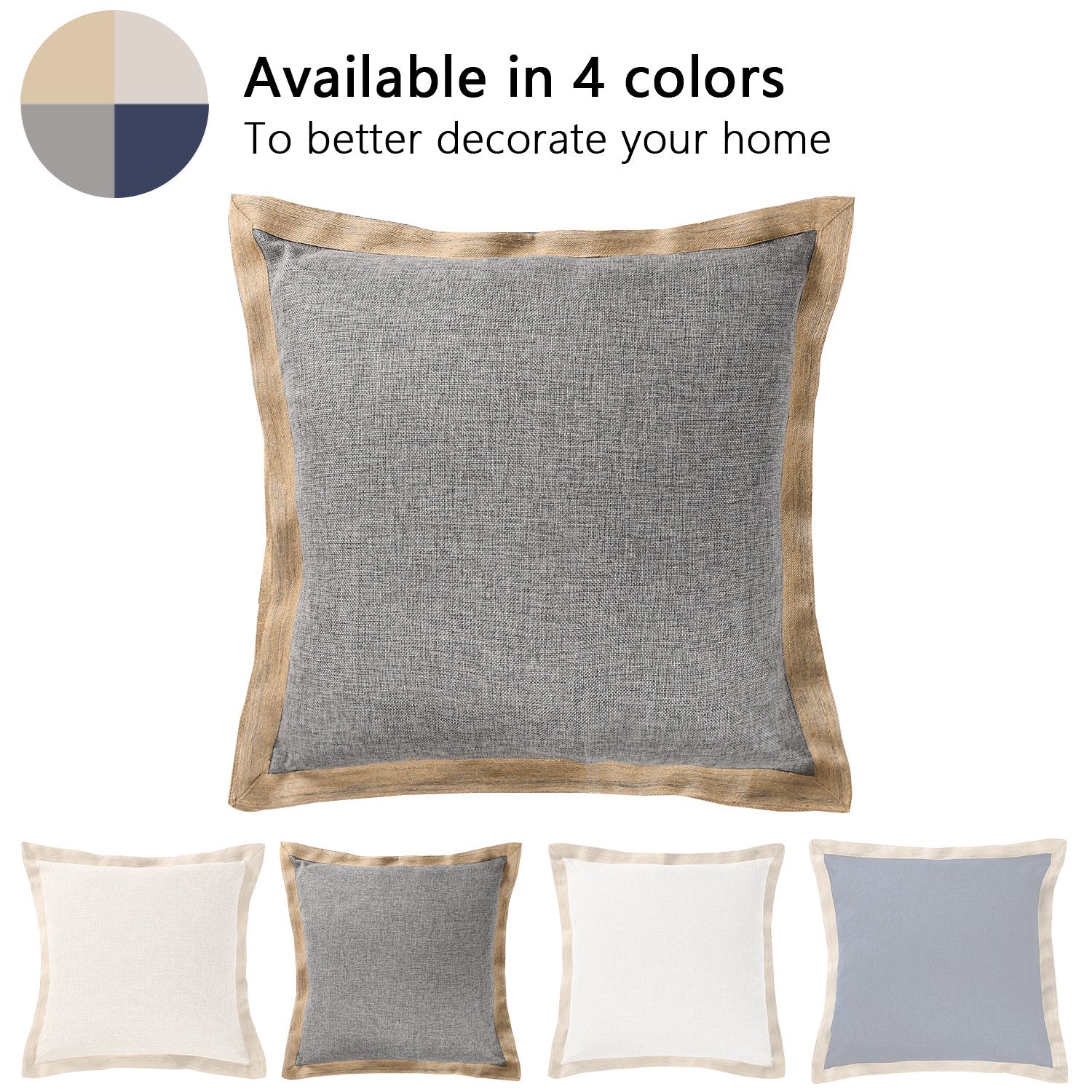 2 Piece Handmade Vintage Faux Rustic Decorative Pillow Covers with Linen Edge