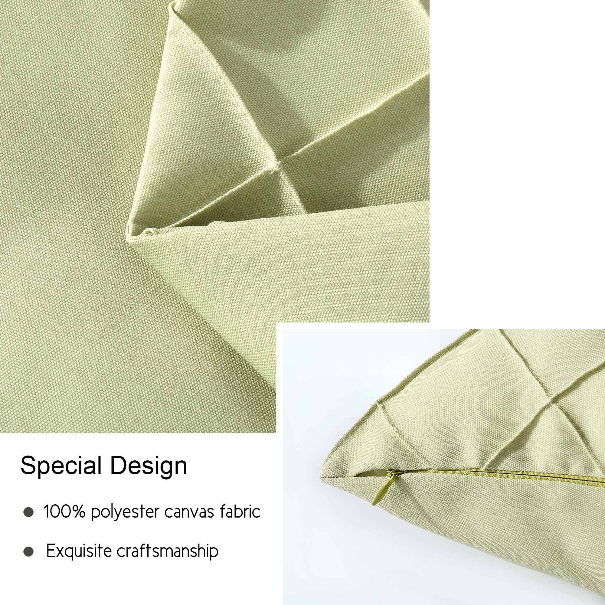 HIG Pack of 4 Waterproof Outdoor Pillow Covers with Hand Pleated - 20x20 inch