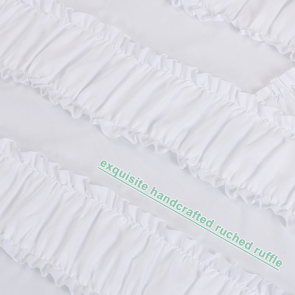 5 Piece Oversize Solid White Handmade Ruffle Comforter Set