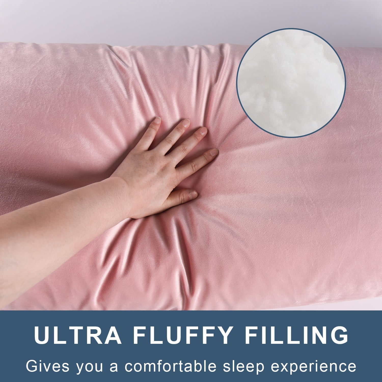 HIG Supportive Full Body Pillow for Sleeping, Decorative Large Body Pillow Insert with Removable Velvet Cover, Cuddly Long Bed Pillow for Adults Pregnant Women Side Sleeper, 20" x 54"