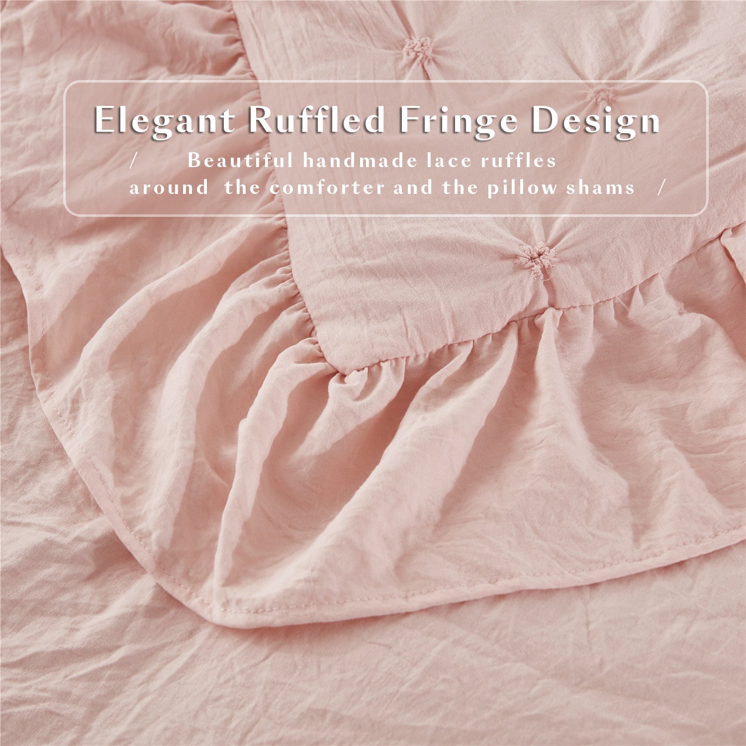 3 Piece Pinch Pleated Comforter Set - Chic Embroidery Farmhouse Style Bedding Set