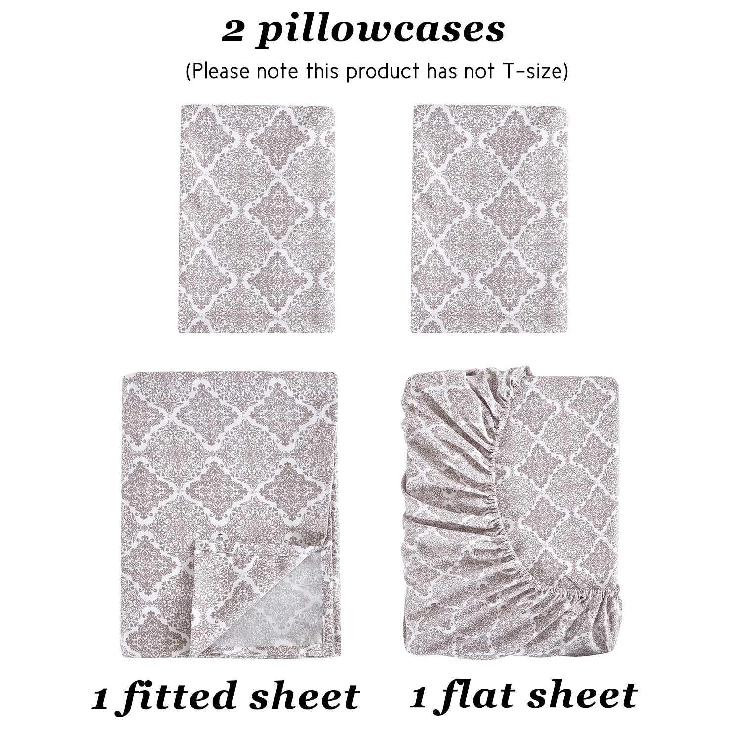 Vintage Floral Sheets Set Ultra Soft Microfiber Bed Sheets & Pillowcase with Natural Wrinkle Texture