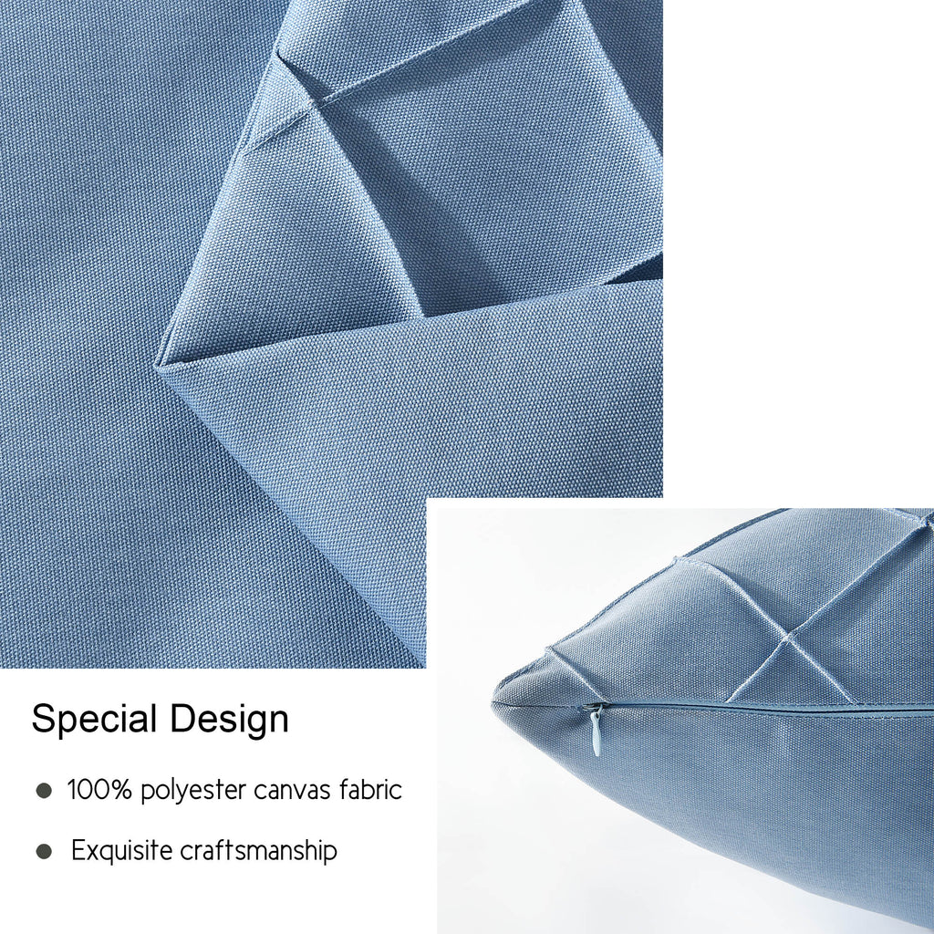 HIG Pack of 4 Waterproof Outdoor Pillow Covers with Hand Pleated - 20x20 inch