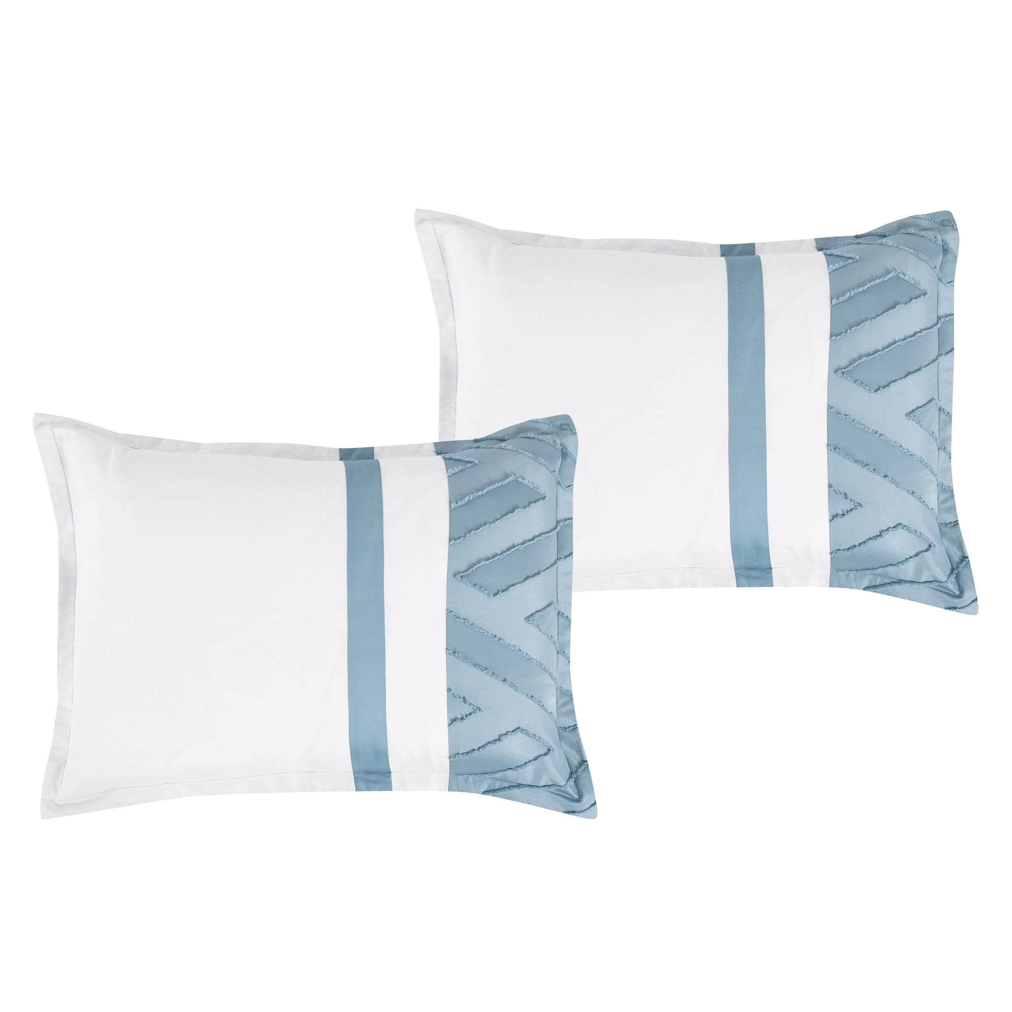 7 Piece Luxury Clip Jacquard Comforter Blue Set Bed in A Bag - Queen King Size