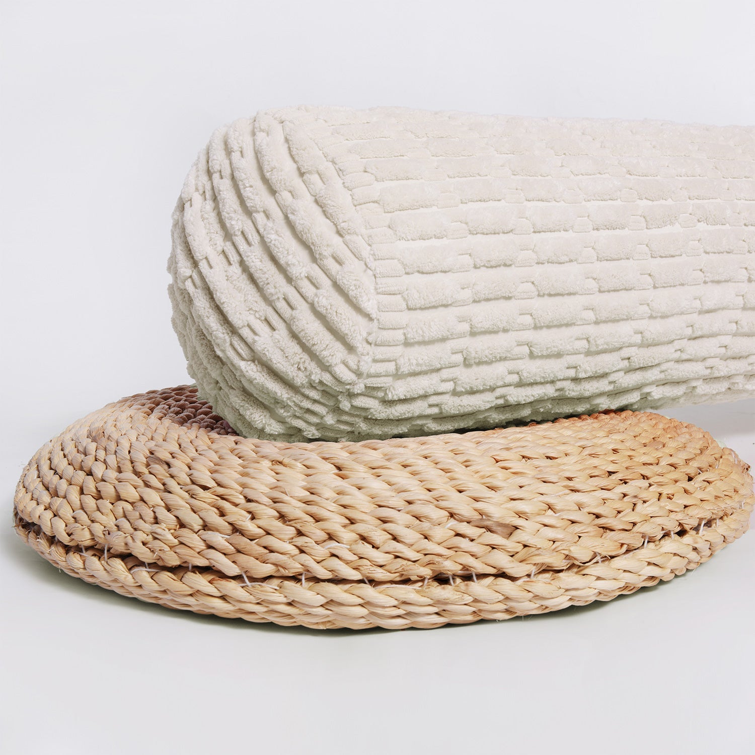 HIG Boho Chic Pillow Set - 2 Piece Round and Cylinder Decorative Pillows for Couch, Sofa, or Bedroom Decor