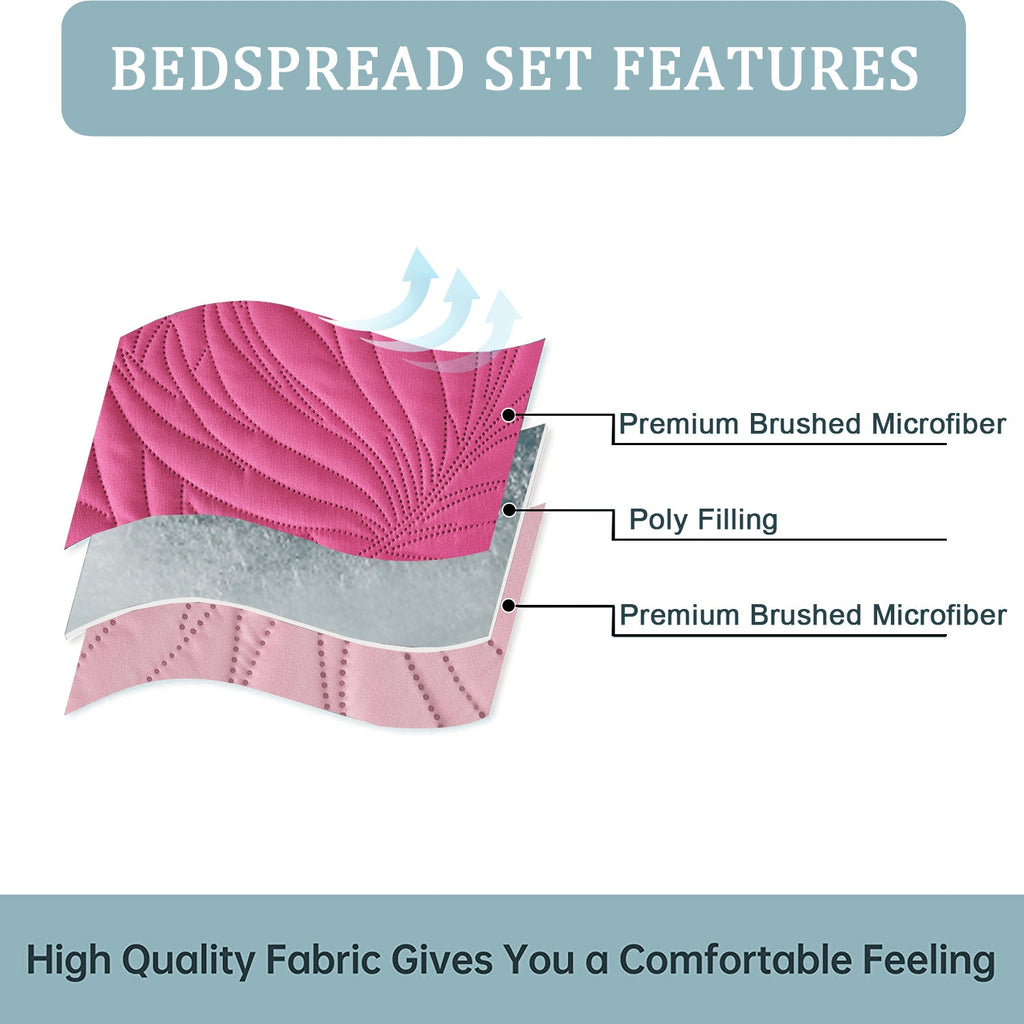 3 Piece Oversized Ultrasonic Embossed Bedspread Set with Botanical Pattern-Sophia