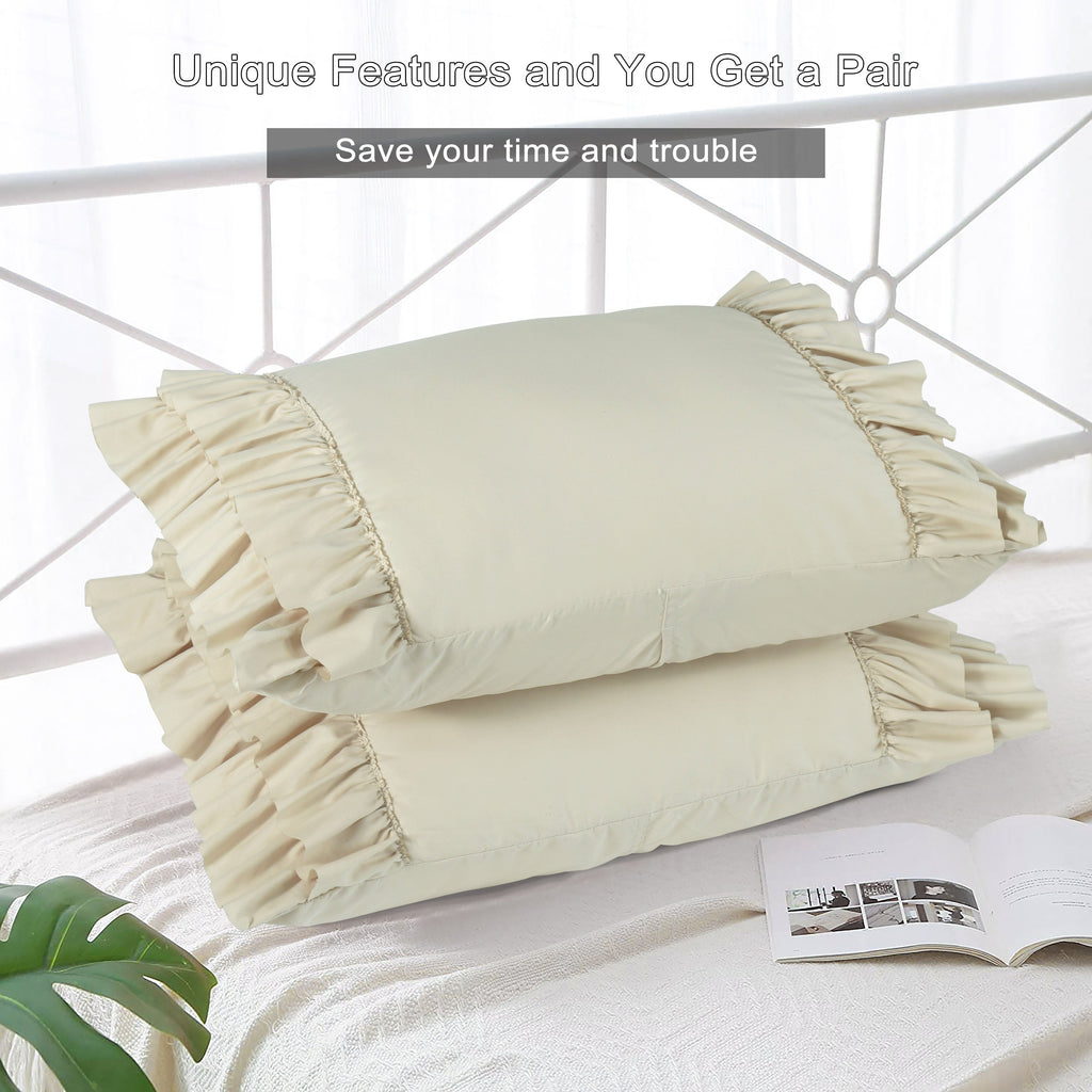 2 Piece Handcraft Chic Ruffle French Country Style Pillow Shams