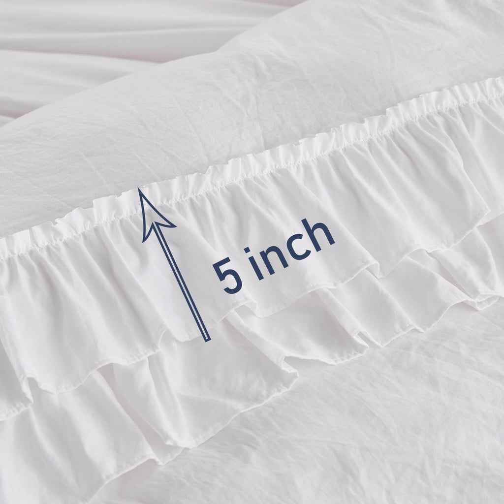 HIG 8 Piece Rustic Ruffle Comforter Set with 2 Layer of Handmade Ruffled Frindge Bed-in-A-Bag