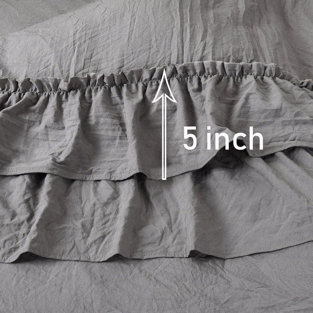 HIG 8 Piece Rustic Ruffle Comforter Set with 2 Layer of Handmade Ruffled Frindge Bed-in-A-Bag