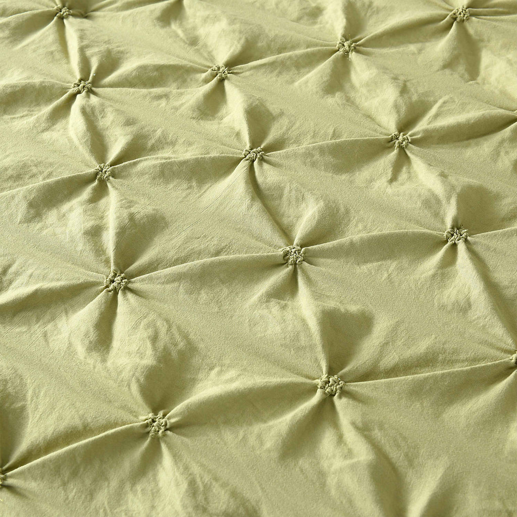 3 Piece Pinch Pleated Comforter Set - Chic Embroidery Farmhouse Style Bedding Set