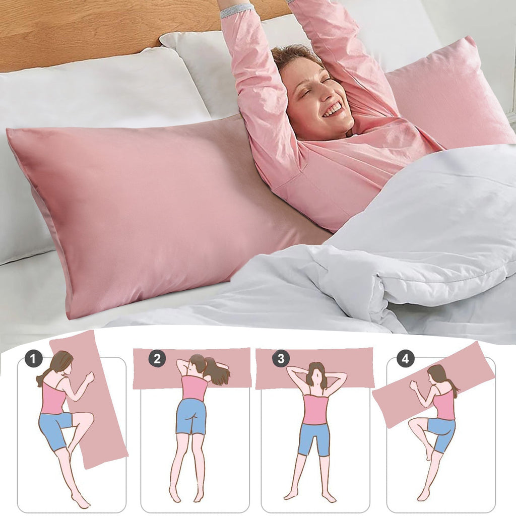 HIG Supportive Full Body Pillow for Sleeping, Decorative Large Body Pillow Insert with Removable Velvet Cover, Cuddly Long Bed Pillow for Adults Pregnant Women Side Sleeper, 20" x 54"