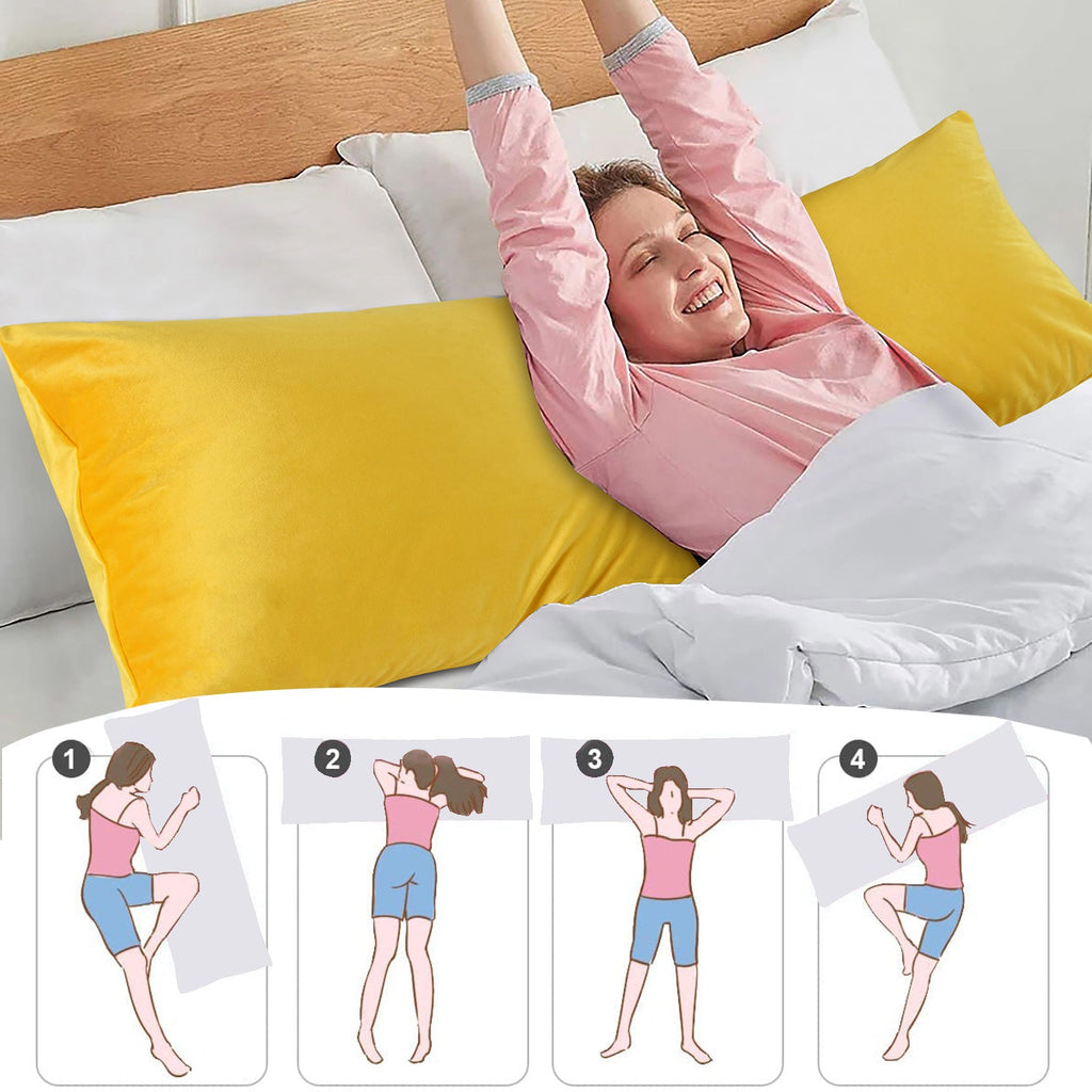 HIG Supportive Full Body Pillow for Sleeping, Decorative Large Body Pillow Insert with Removable Velvet Cover, Cuddly Long Bed Pillow for Adults Pregnant Women Side Sleeper, 20" x 54"