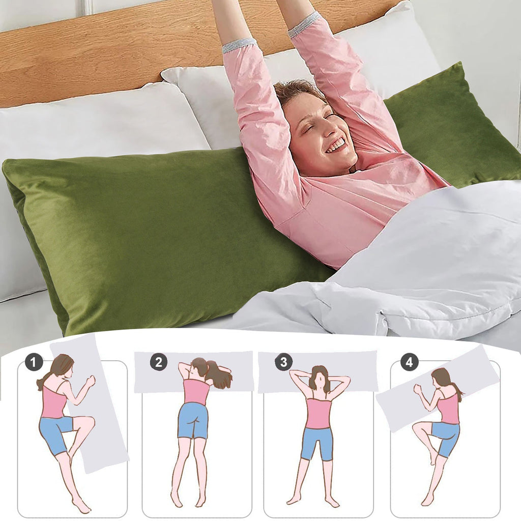 HIG Supportive Full Body Pillow for Sleeping, Decorative Large Body Pillow Insert with Removable Velvet Cover, Cuddly Long Bed Pillow for Adults Pregnant Women Side Sleeper, 20" x 54"