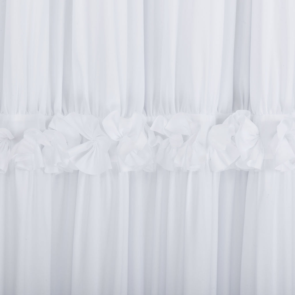 HIG Farmhouse Ruffle Window Curtains with Blackout Liner Handmade Bow Ties Drapes 2 Panels Set, 54"W x 84"L