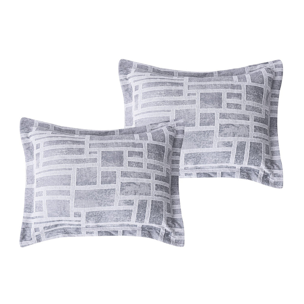 HIG 7-Piece Gray Chenille Jacquard Comforter Set, Leaf Bed in a Bag Bedding Set, Queen/King Size