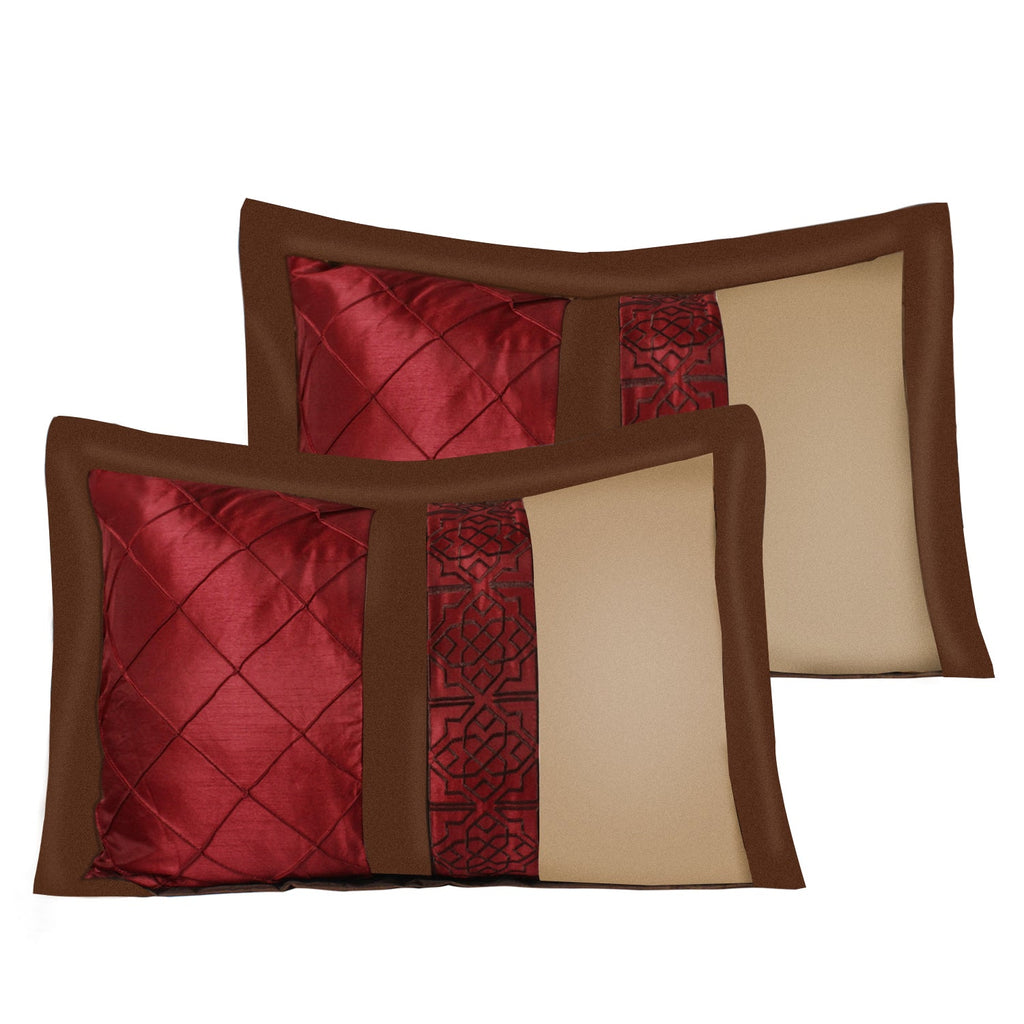 7 Piece Hypoallergenic Fade Resistant Patchwork Diamond Pintuck  Bed In A Bag Comforter Set-MYA