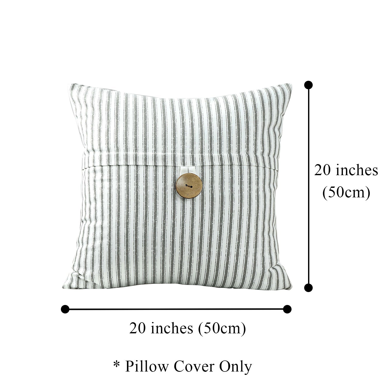 HIG Set of 2 Modern Throw Pillow Covers with Coconut Button 20x20 for Chair Sofa Home Decor
