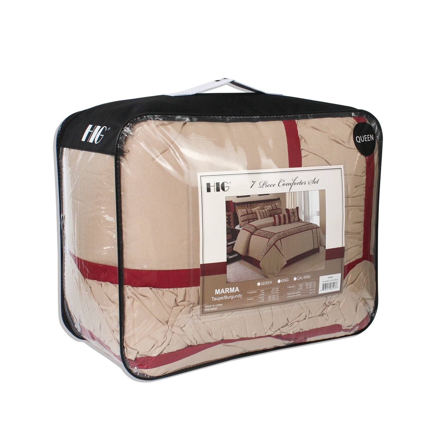 7 Piece Hypoallergenic Microfiber Ruffle and Patchwork Comforter Set-MARMA