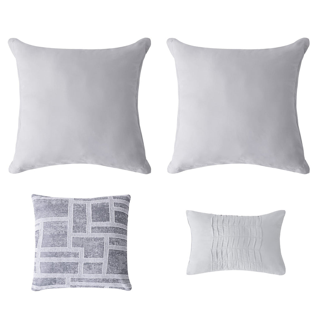 HIG 7-Piece Gray Chenille Jacquard Comforter Set, Leaf Bed in a Bag Bedding Set, Queen/King Size