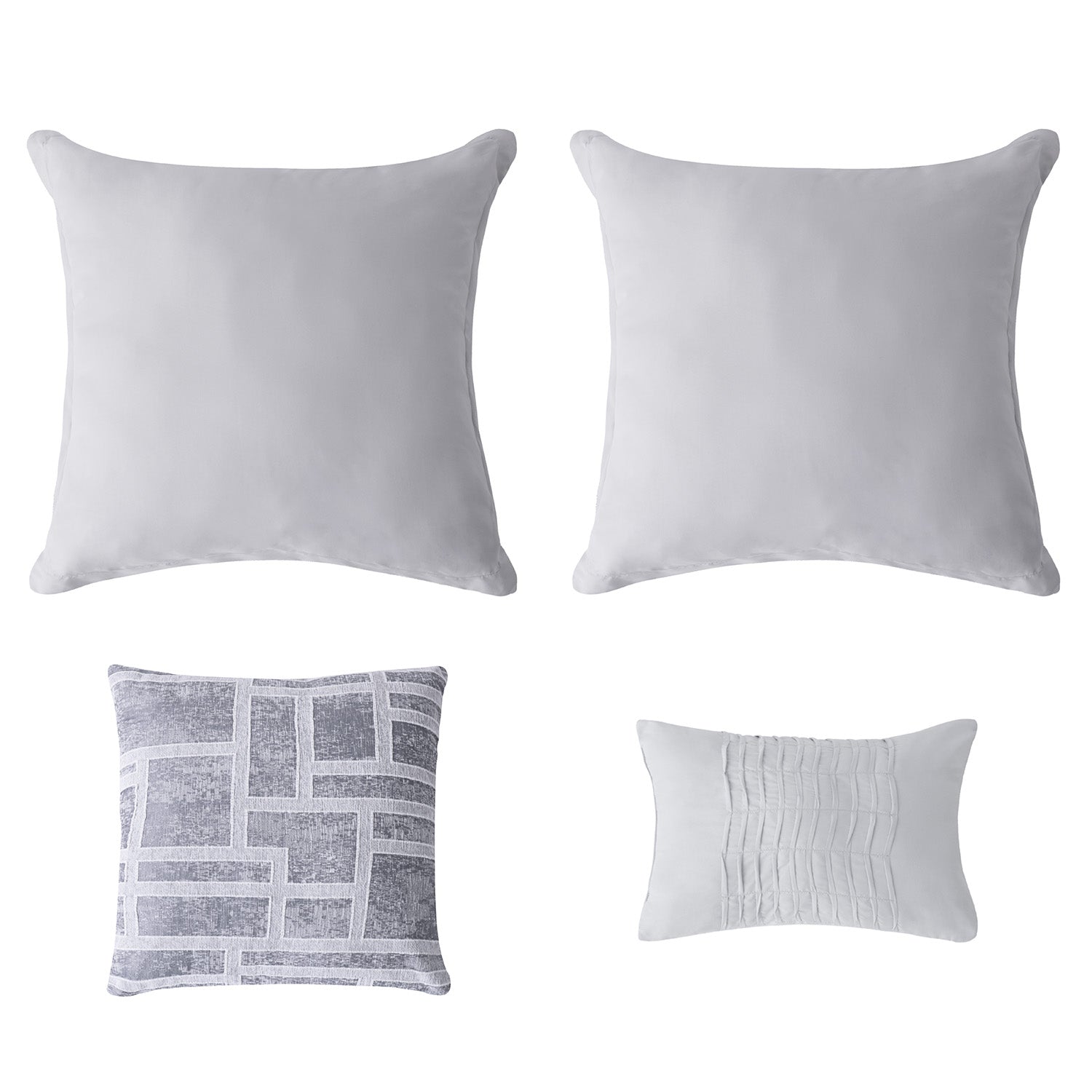 HIG 7-Piece Gray Chenille Jacquard Comforter Set, Leaf Bed in a Bag Bedding Set, Queen/King Size