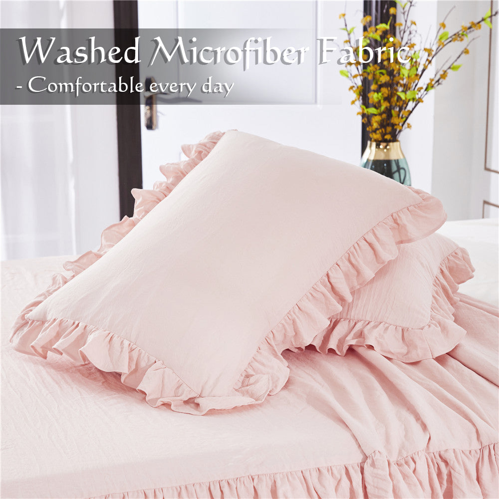 Ruffle Skirt Bedspread One Layer Design Chic Style Bedding Set
