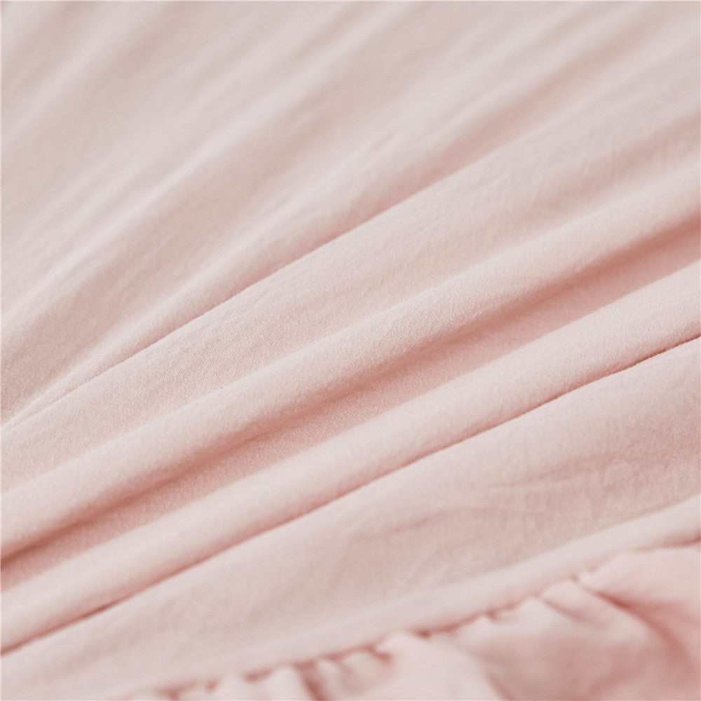 Ruffle Skirt Bedspread One Layer Design Chic Style Bedding Set