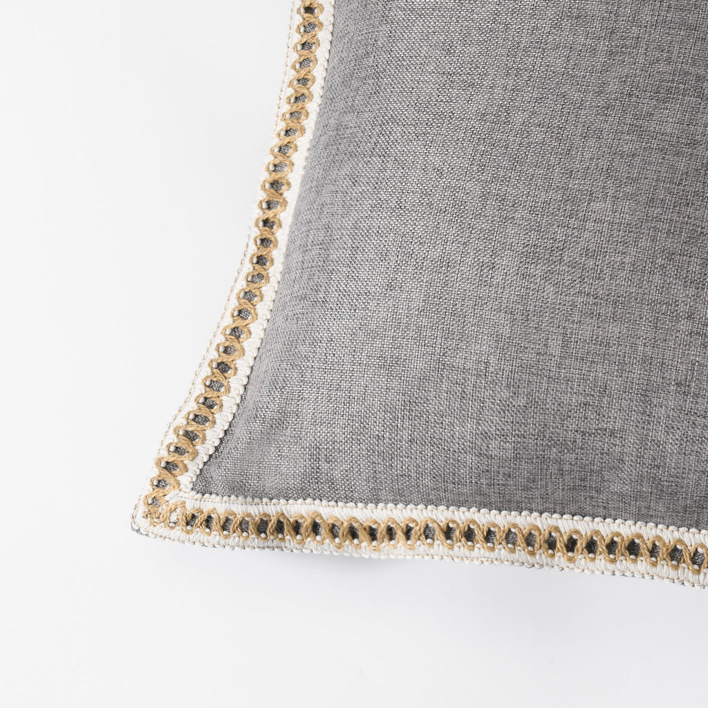 HIG Set of 2 Vintage Pillow Covers, Linen with Trimmed, 20 inches x 20 inches