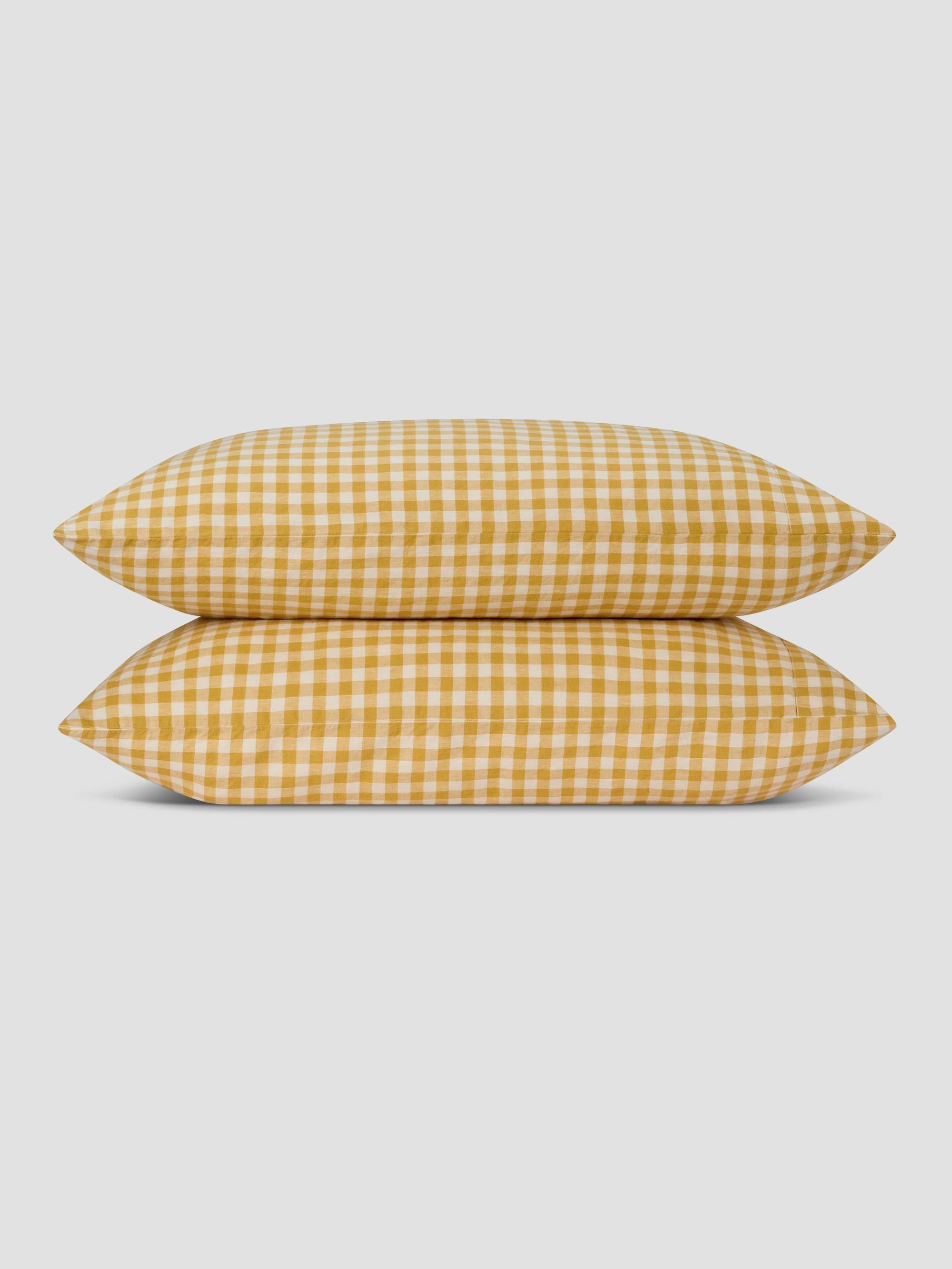 Honey Gingham 100% Linen Duvet Cover