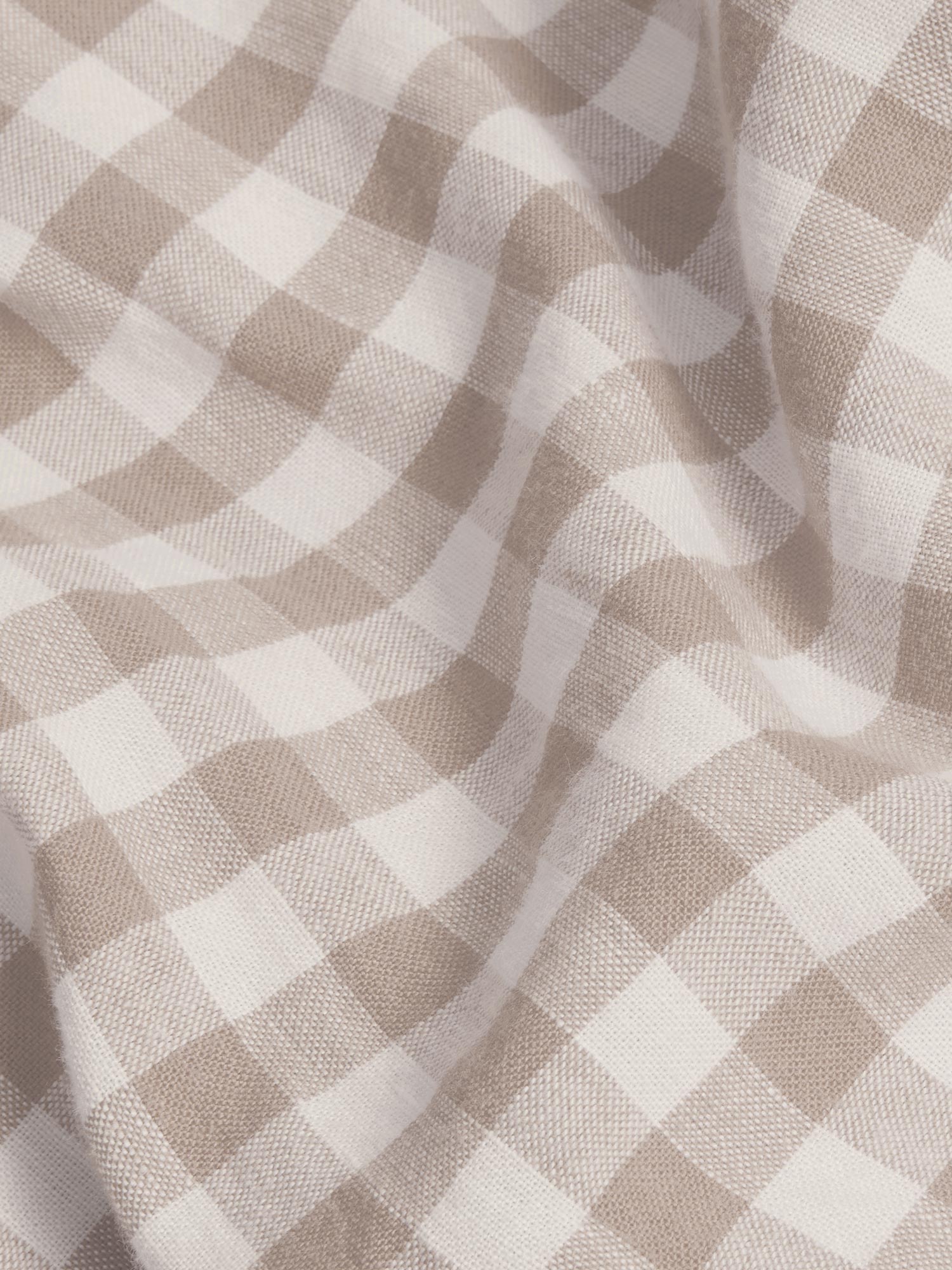 Mushroom Gingham 100% Linen Flat Sheet