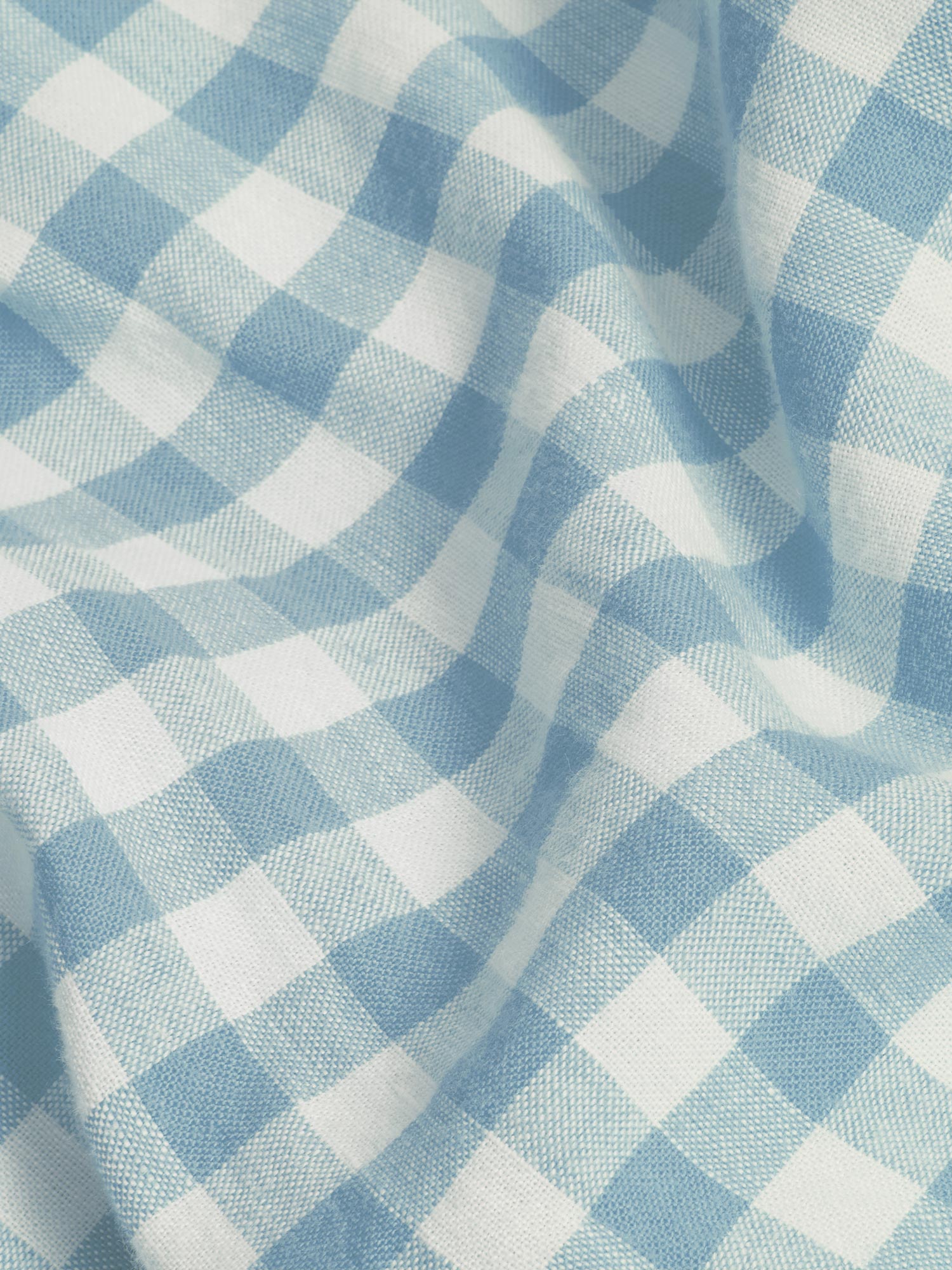 Warm Blue Gingham 100% Linen Duvet Cover