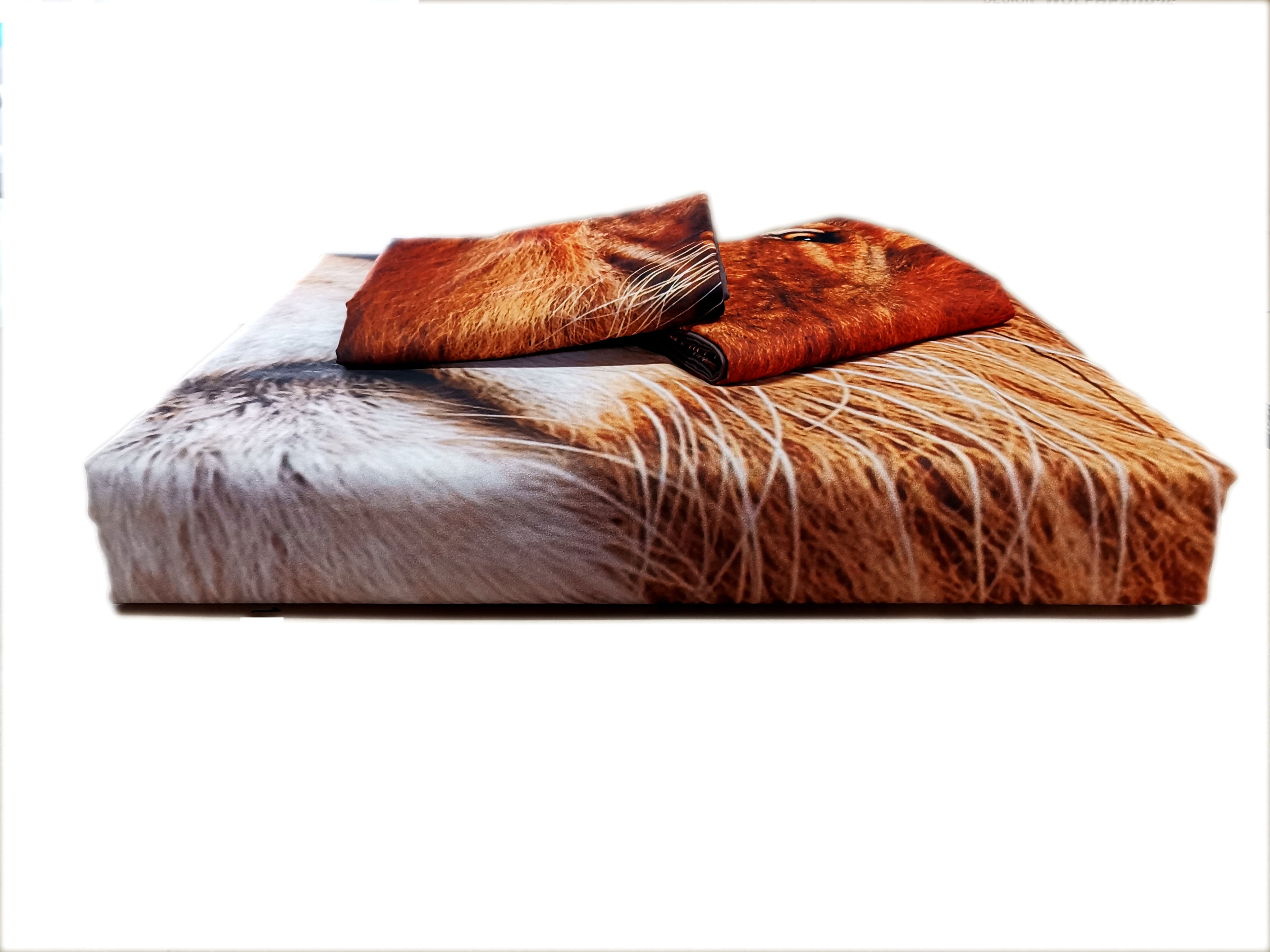 3D Print Duvet Cover Set Twin Lion Head Pattern with Zipper Closure - Machine Washable
