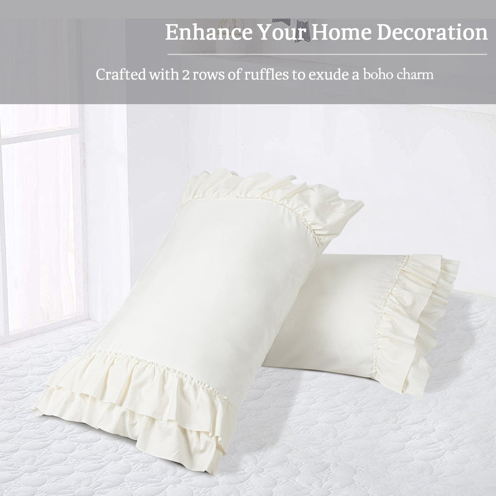 2 Piece Handcraft Chic Ruffle French Country Style Pillow Shams