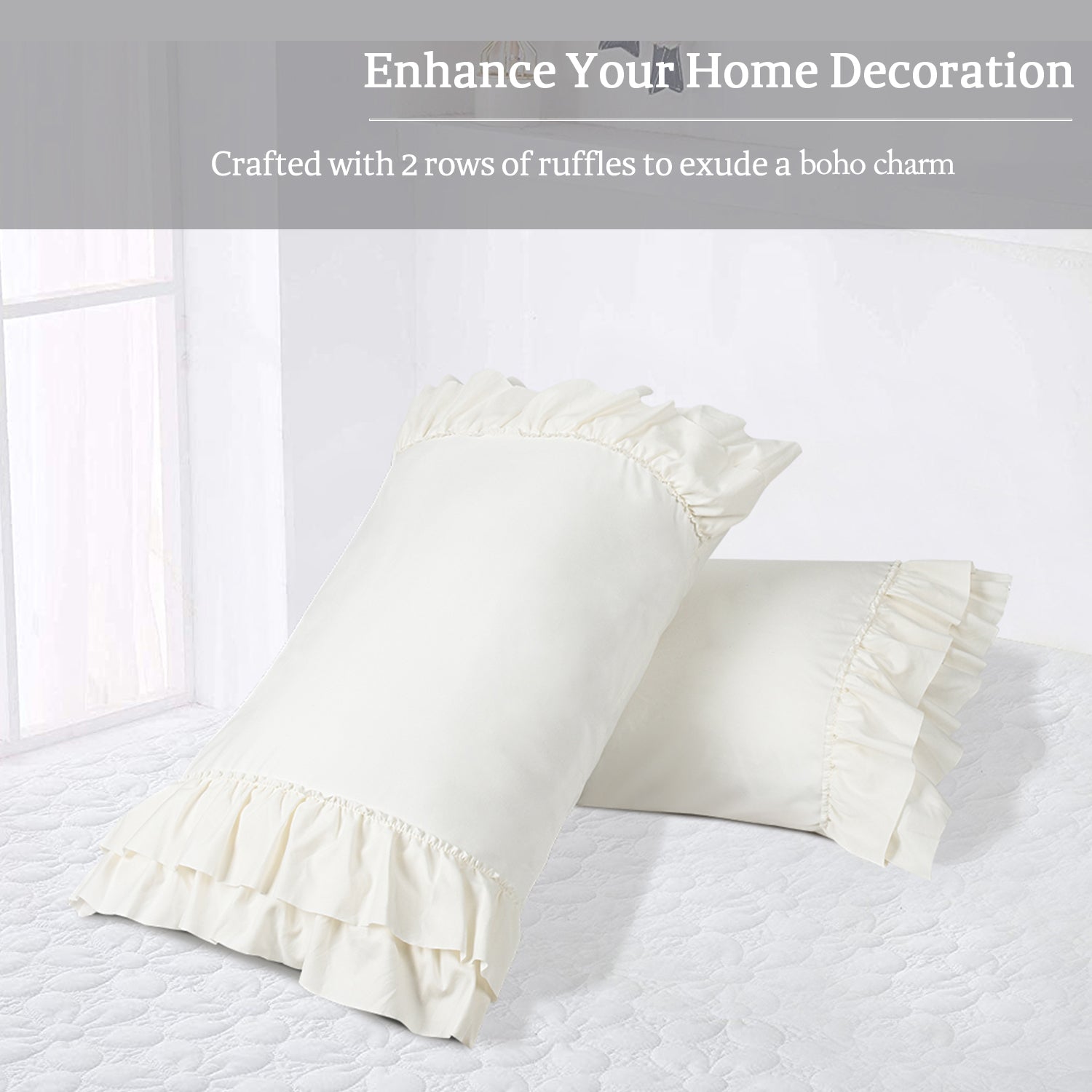 2 Piece Handcraft Chic Ruffle French Country Style Pillow Shams