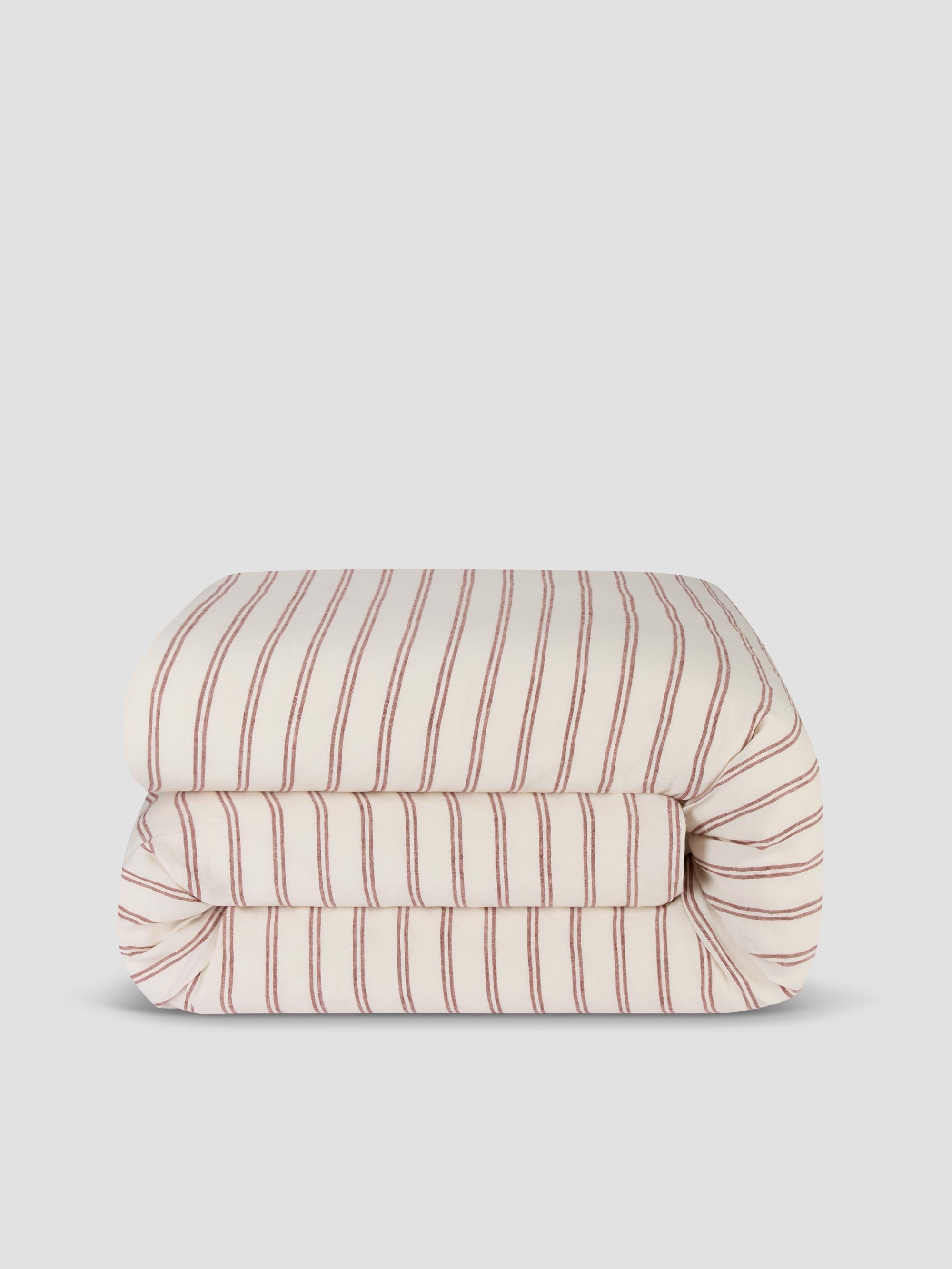 Rhubarb Kemptown Stripe 100% Linen Duvet Cover