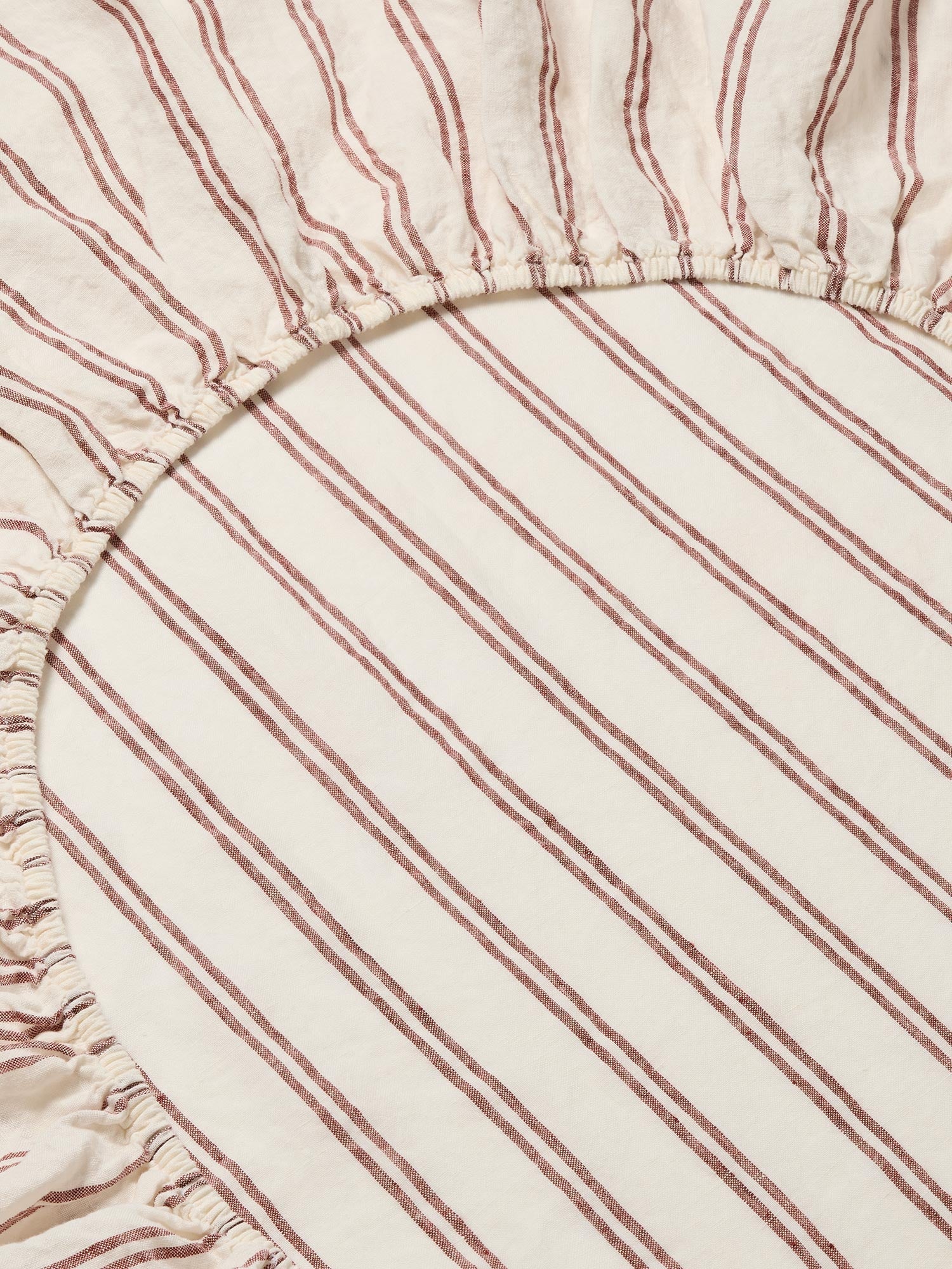 Rhubarb Kemptown Stripe 100% Linen Fitted Sheet