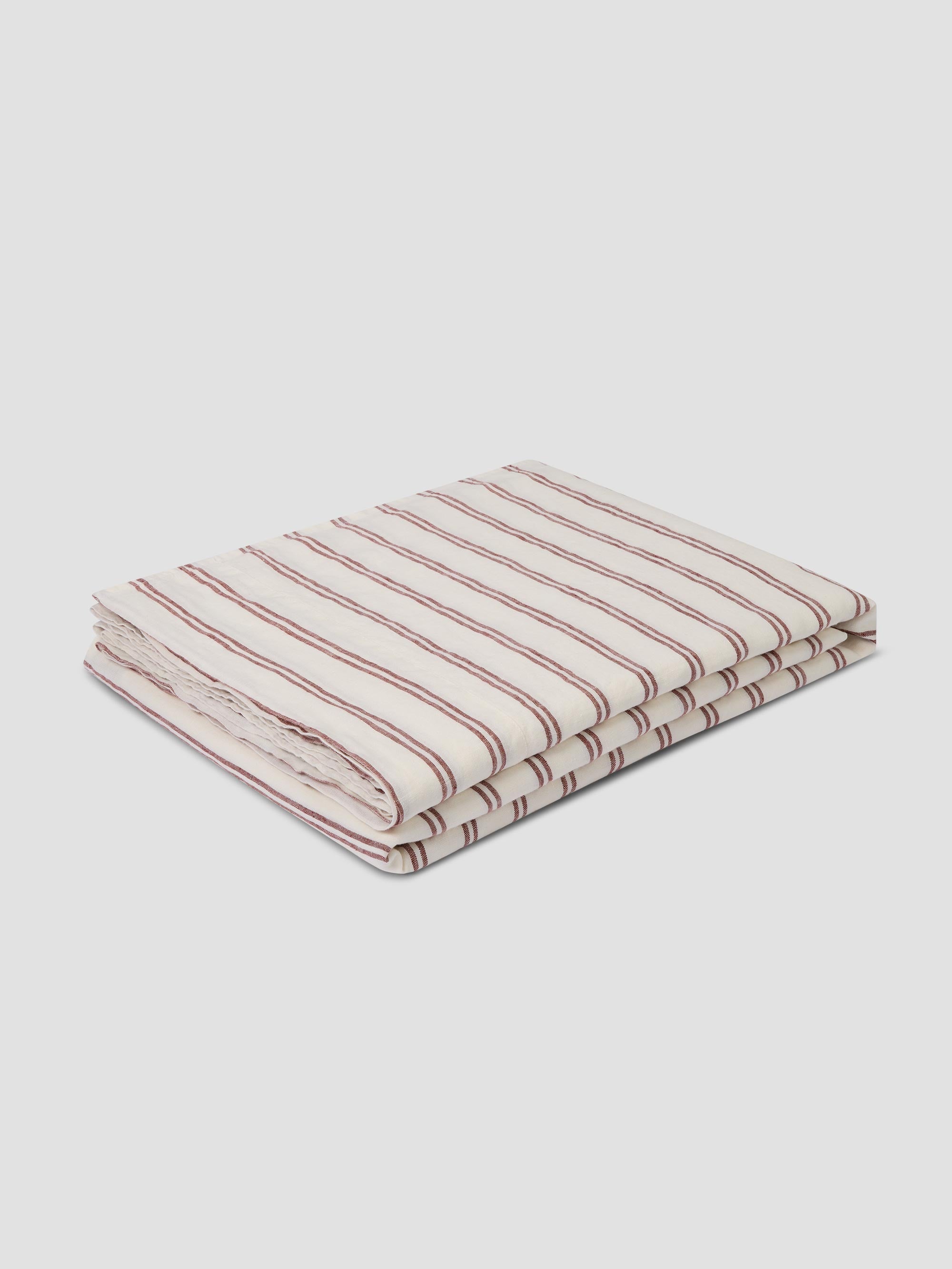 Rhubarb Kemptown Stripe 100% Linen Flat Sheet