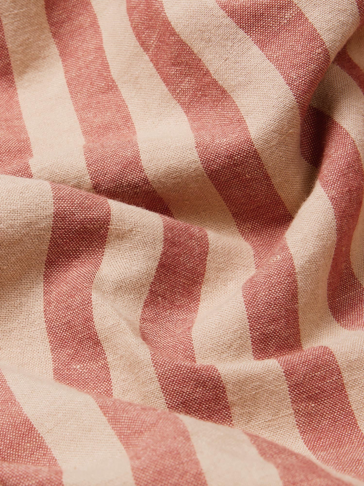 Sandstone Red Pembroke Stripe 100% Linen Duvet Cover