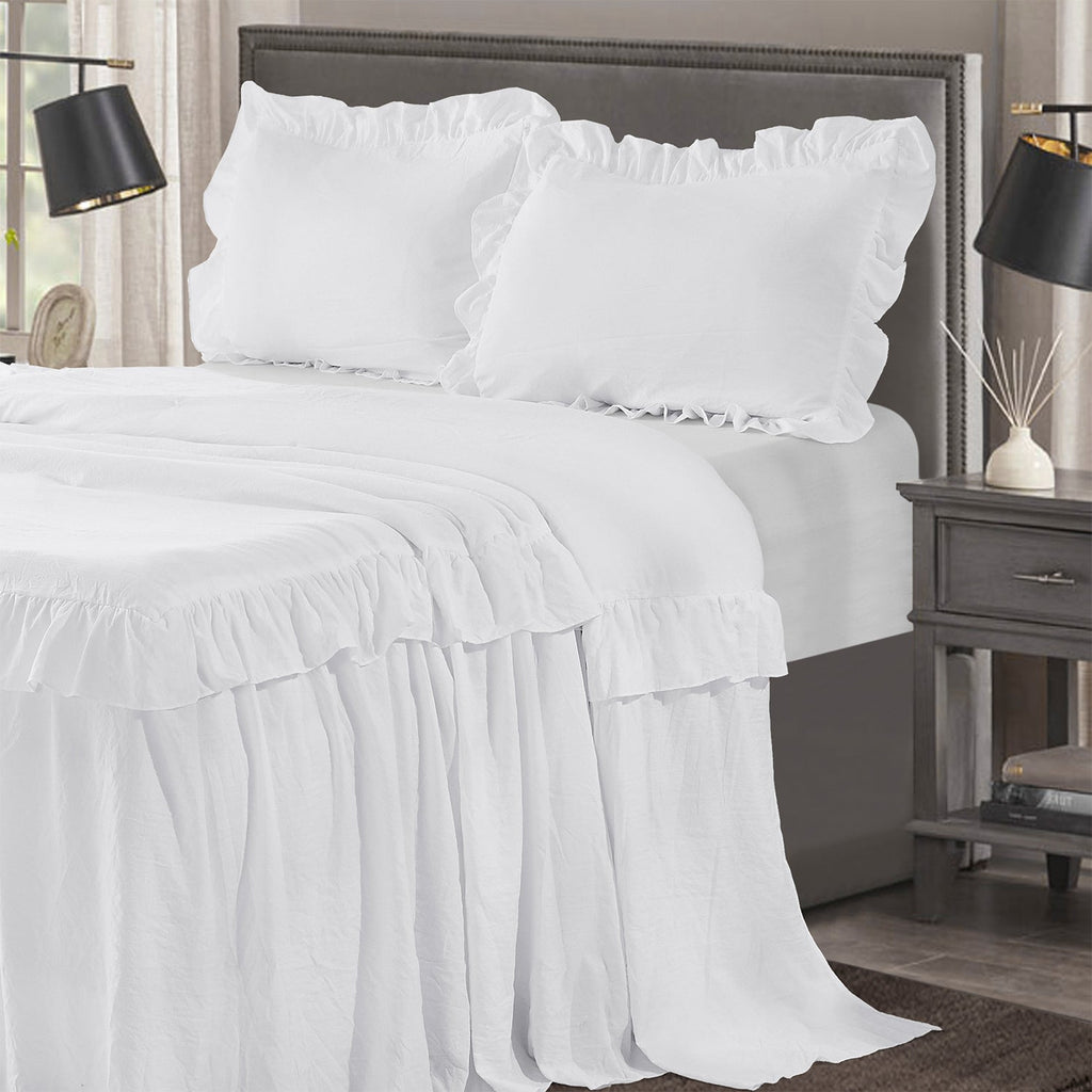 Ruffle Skirt Bedspread One Layer Design Chic Style Bedding Set