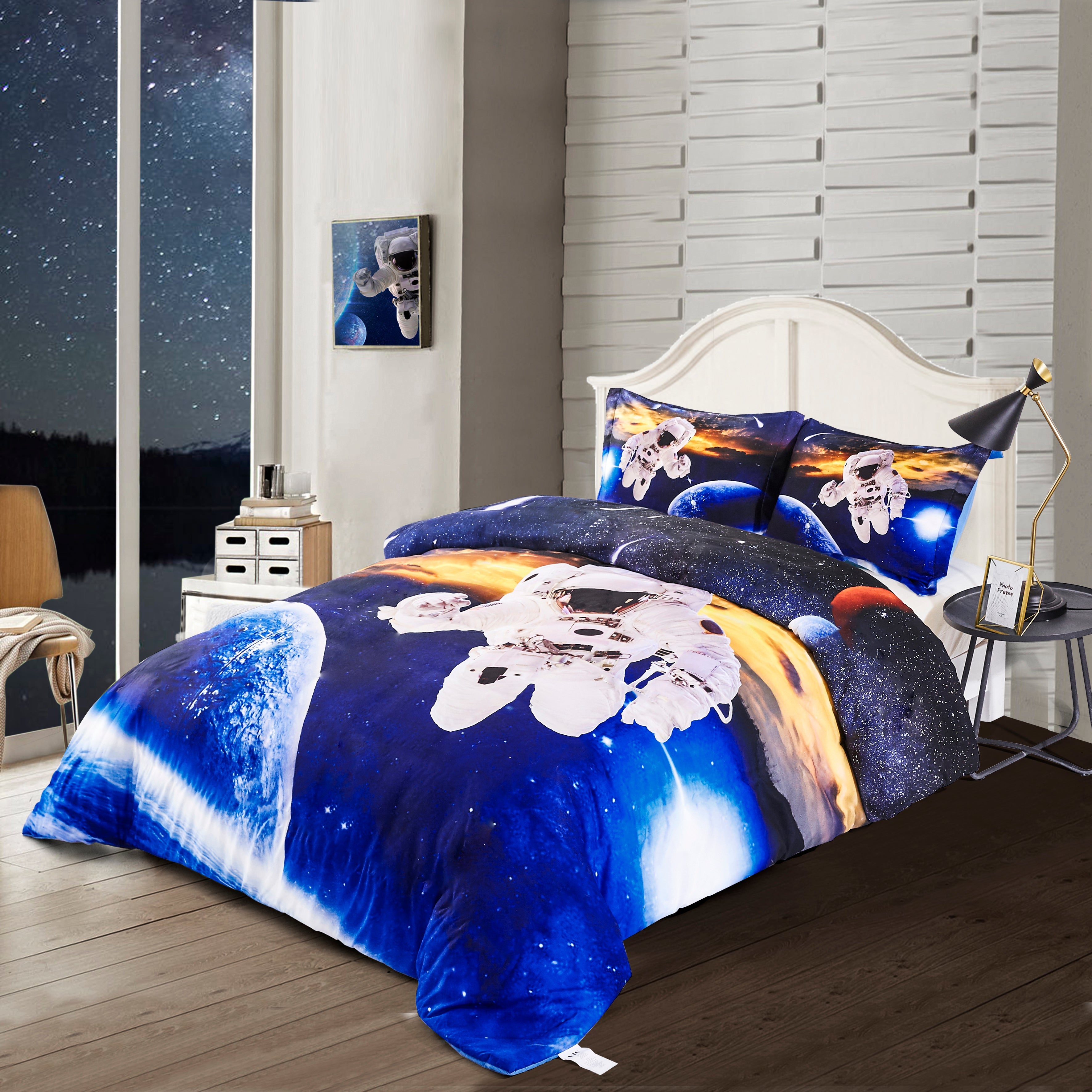 3D Print Duvet Cover Set Astronaut Pattern with Zipper Closure - Machine Washable