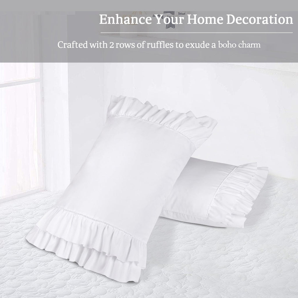 2 Piece Handcraft Chic Ruffle French Country Style Pillow Shams
